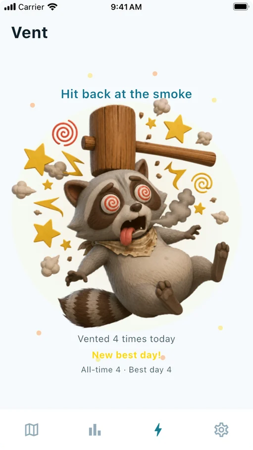 The NoGuri activity screen after reporting a mark